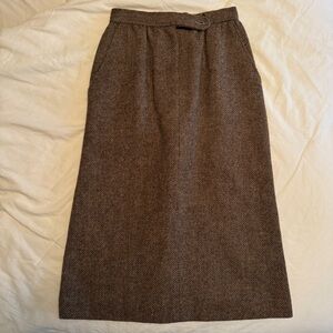 Evan Picone Herringbone Wool Skirt